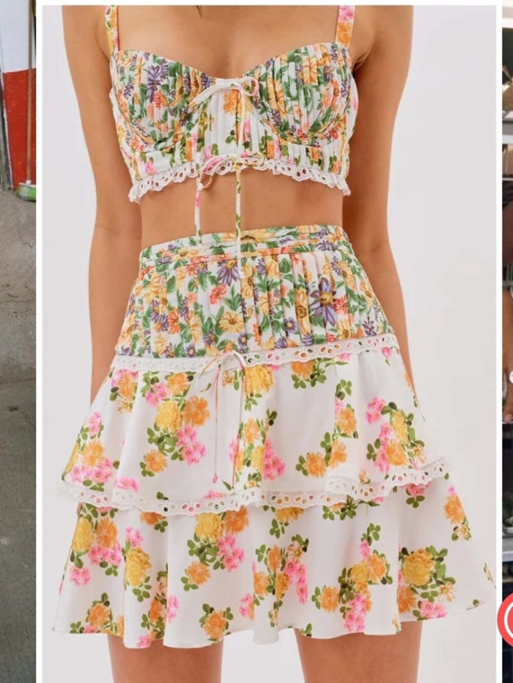 For Love and Lemons Rosalyn Skirt/Crop Top Set Size XS